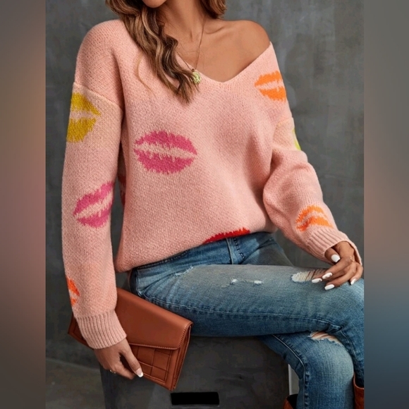 Casual Pullovers V Neck Sweater - Picture 2 of 5